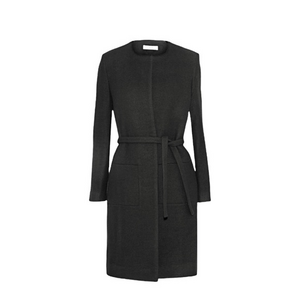 IRO Kila Black Wool & Silk Blend Front Pockets Tie Classic Jacket‎ Coat Size 6